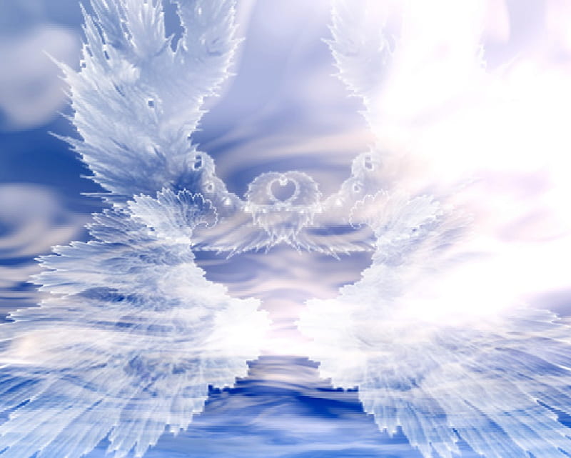 angels, hope, wings, clouds, light, HD wallpaper