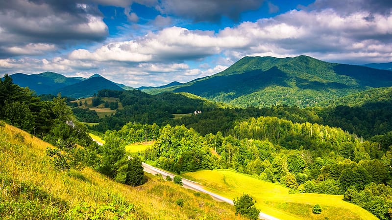 Appalachian Mountains, North Carolina, trees, clouds, landscape, sky, usa, HD wallpaper