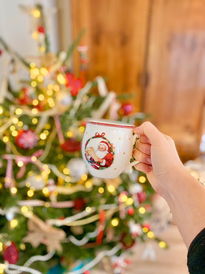 white and red ceramic mug, HD phone wallpaper