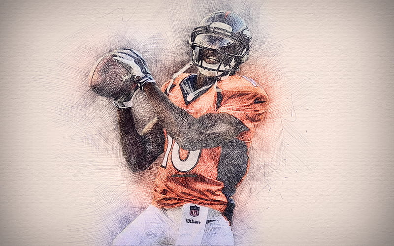 Emmanuel Sanders artwork, wide receiver, american football, Denver Broncos, NFL, drawing Emmanuel Sanders, National Football League, HD wallpaper