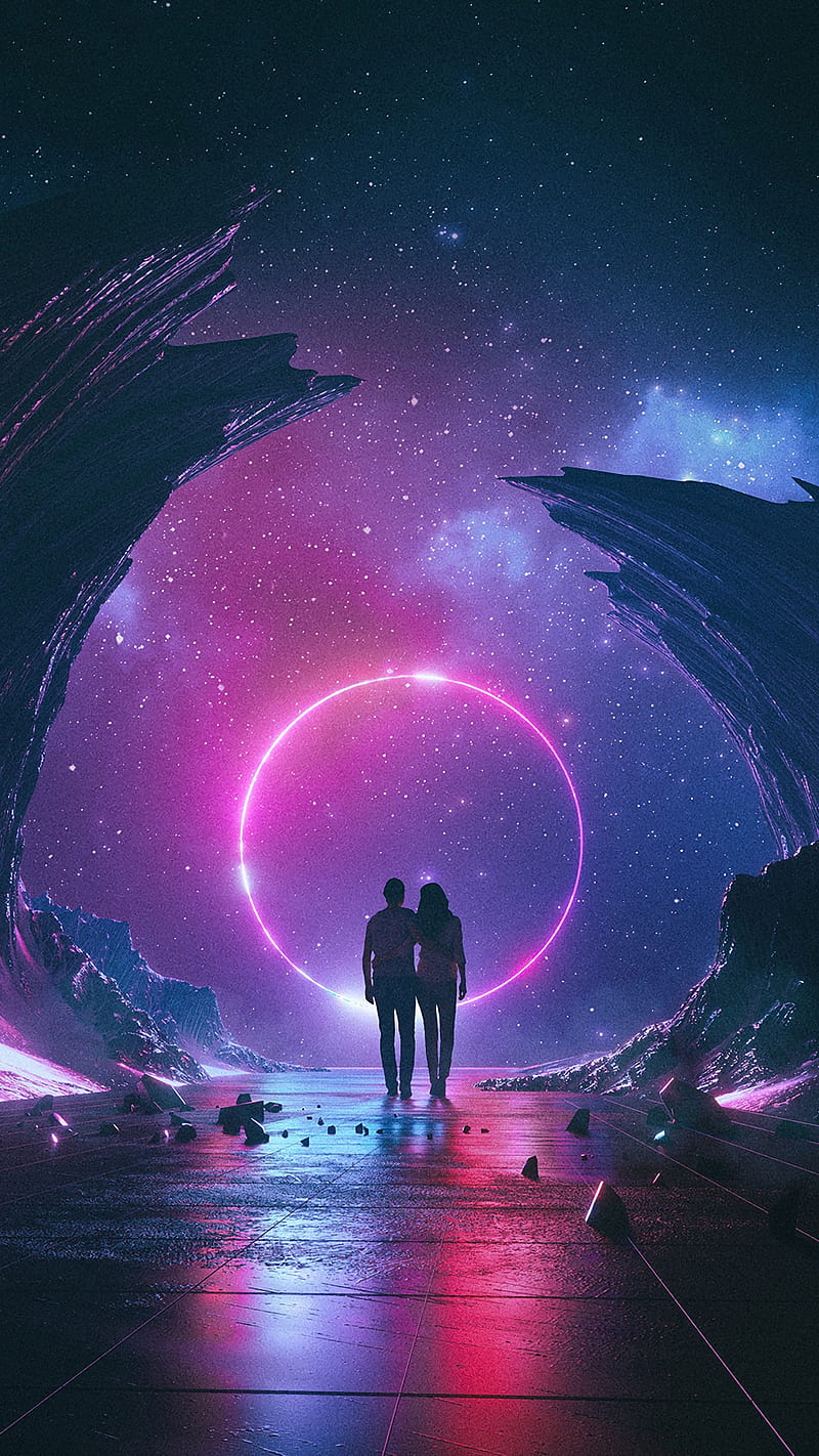 couple starry , love men, girl, lights, night, 2018, HD phone wallpaper