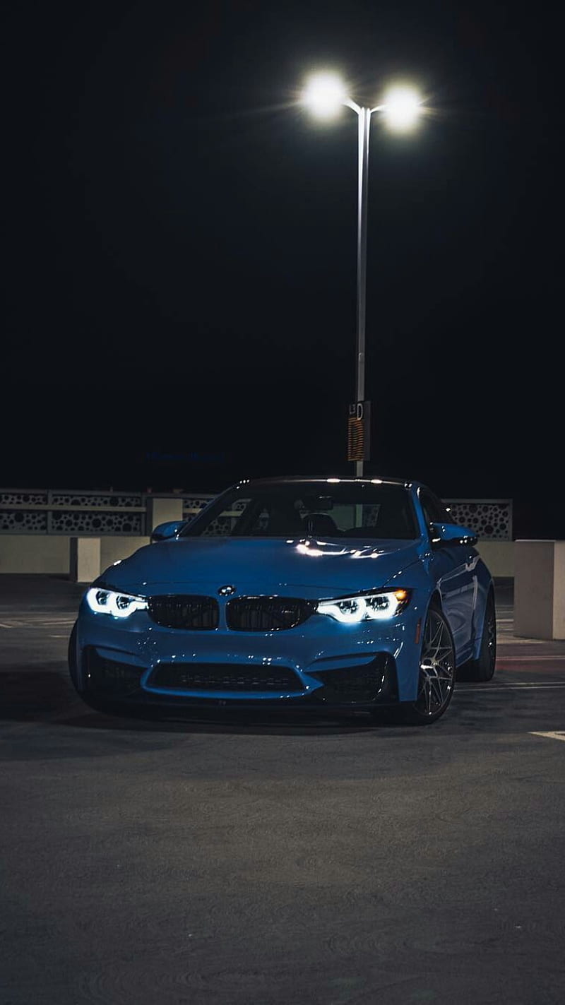 BMW M4, blue, car, coupe, f82, facelift, m power, night, vehicle, HD phone wallpaper