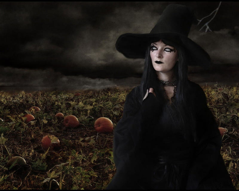 double bubble toil and trouble halloween, black, dark sky, whitch, pumpkins, HD wallpaper