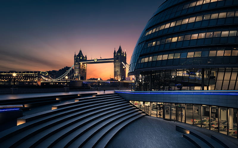 London, modern architecture, Tower Bridge, England, UK, Europe, HD wallpaper