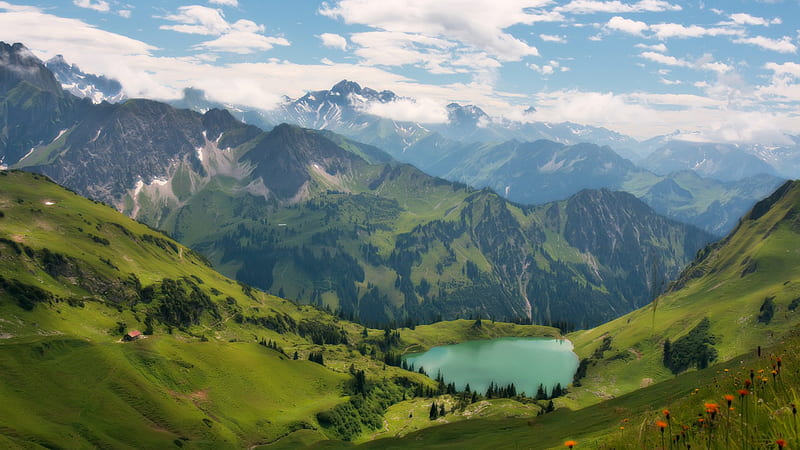 Alpine Lake, nature, alpine, landscape, mountains, HD wallpaper