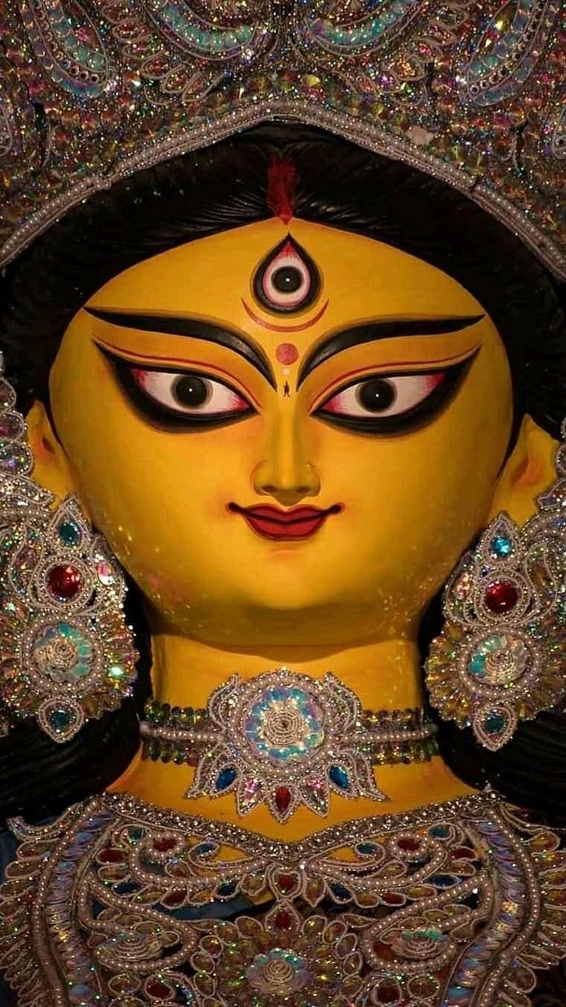 Durga Thakur, Haldi Mukhi, goddess, devi maa, HD phone wallpaper