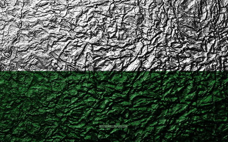 Flag of Saxony stone texture, waves texture, Saxony flag, Saxony, Germany background, administrative districts, States of Germany, HD wallpaper