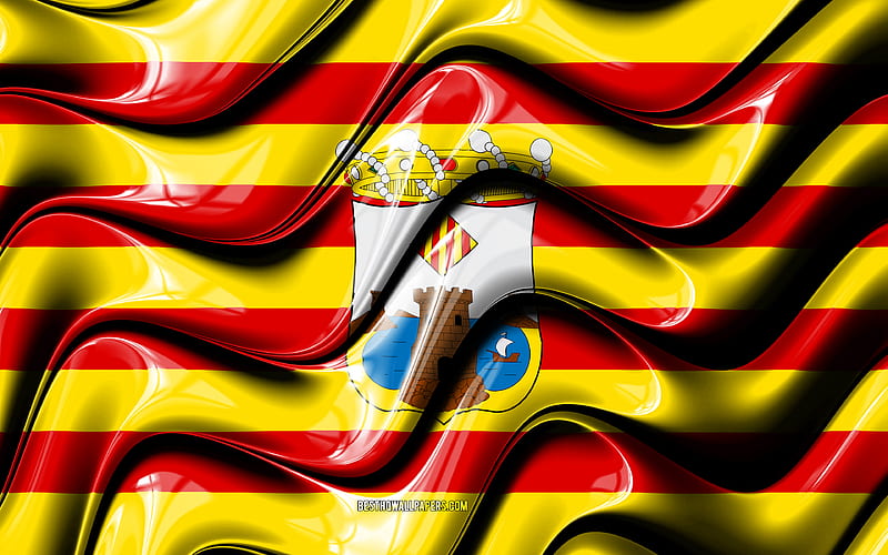 Benidorm Flag Cities of Spain, Europe, Flag of Benidorm, 3D art, Benidorm, Spanish cities, Benidorm 3D flag, Spain, HD wallpaper