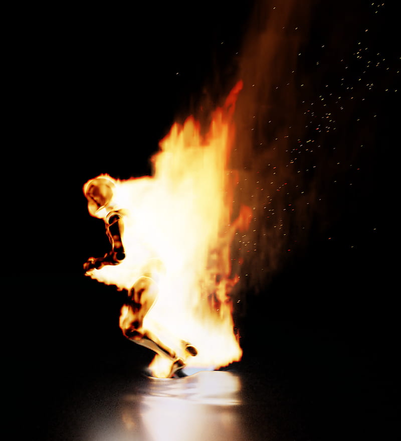 Flame-On, fire, fireman, flame, flames, man, running, torch, HD phone wallpaper