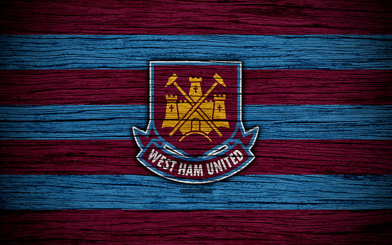 West Ham United Premier League, logo, England, wooden texture, FC West Ham United, soccer, West Ham, football, West Ham United FC, HD wallpaper
