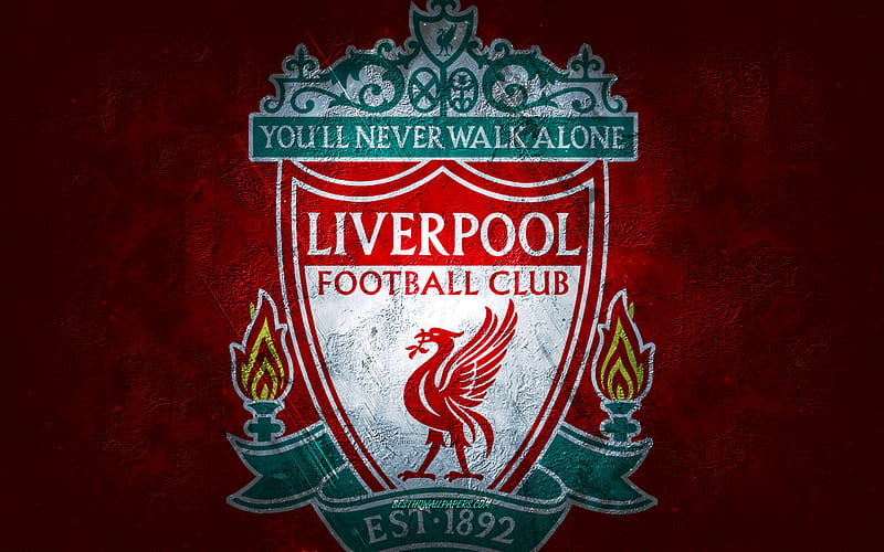 Liverpool FC, English football club, red stone background, Liverpool FC logo, grunge art, Premier League, football, England, Liverpool FC emblem, HD wallpaper