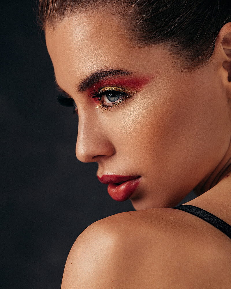 Aleksey Trifonov, women, model, makeup, face, red lipstick, HD phone wallpaper