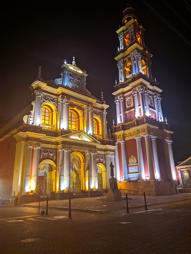 Salta Argentina, cathedral, church, cologne, god, iglesia, night, stars, temple, HD phone wallpaper