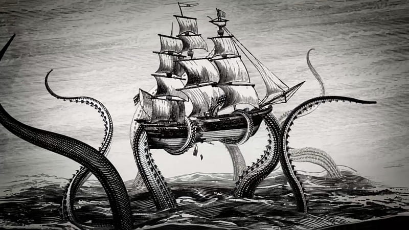 Kraken, ships, ship, tall ship, tall ships, sea, HD wallpaper