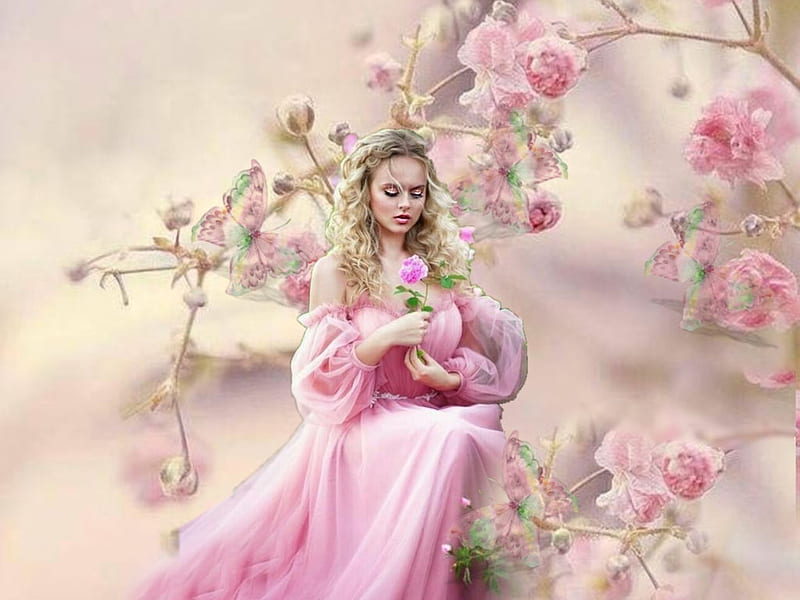 Pink Roses, surreal creative art, the WOW factor, etheral women, Fabulizy, womens wardrobe, women are special, female trendsetters, album, grandma gingerbread, HD wallpaper