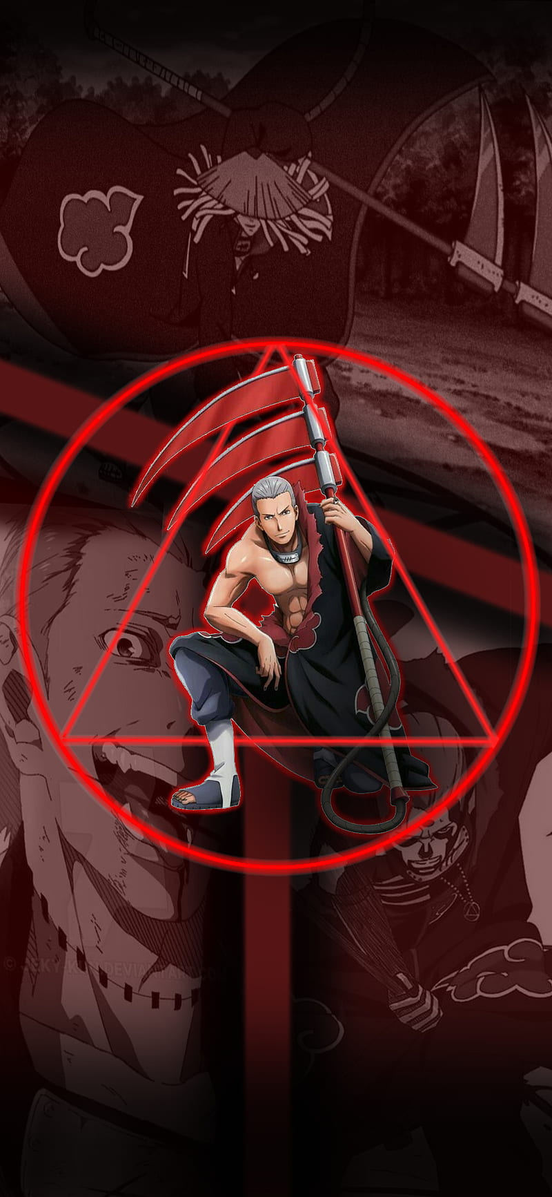 Hidan Akatsuki Neon Red Spiral And Red Leaves Wallpaper Edited By Nikunj |  Anime mobile, Leaf wallpaper, Anime