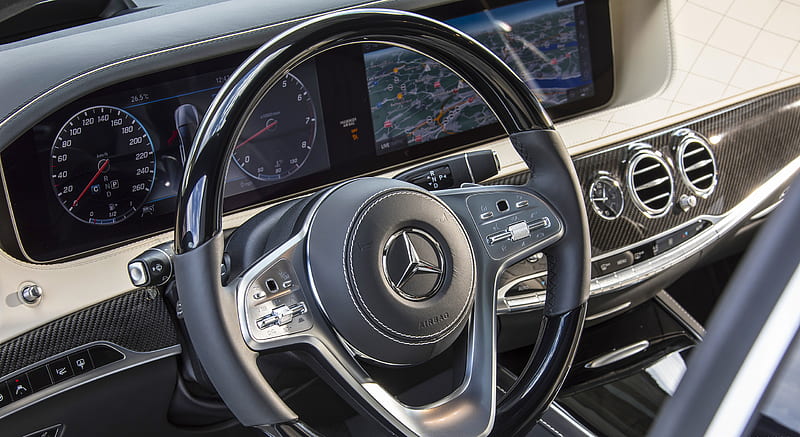 2018 Mercedes-Benz S-Class S 560 (Color: designo Diamond White Bright) - Interior, Steering Wheel , car, HD wallpaper