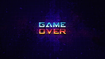 Game Over, art, grid, violet background, HD wallpaper