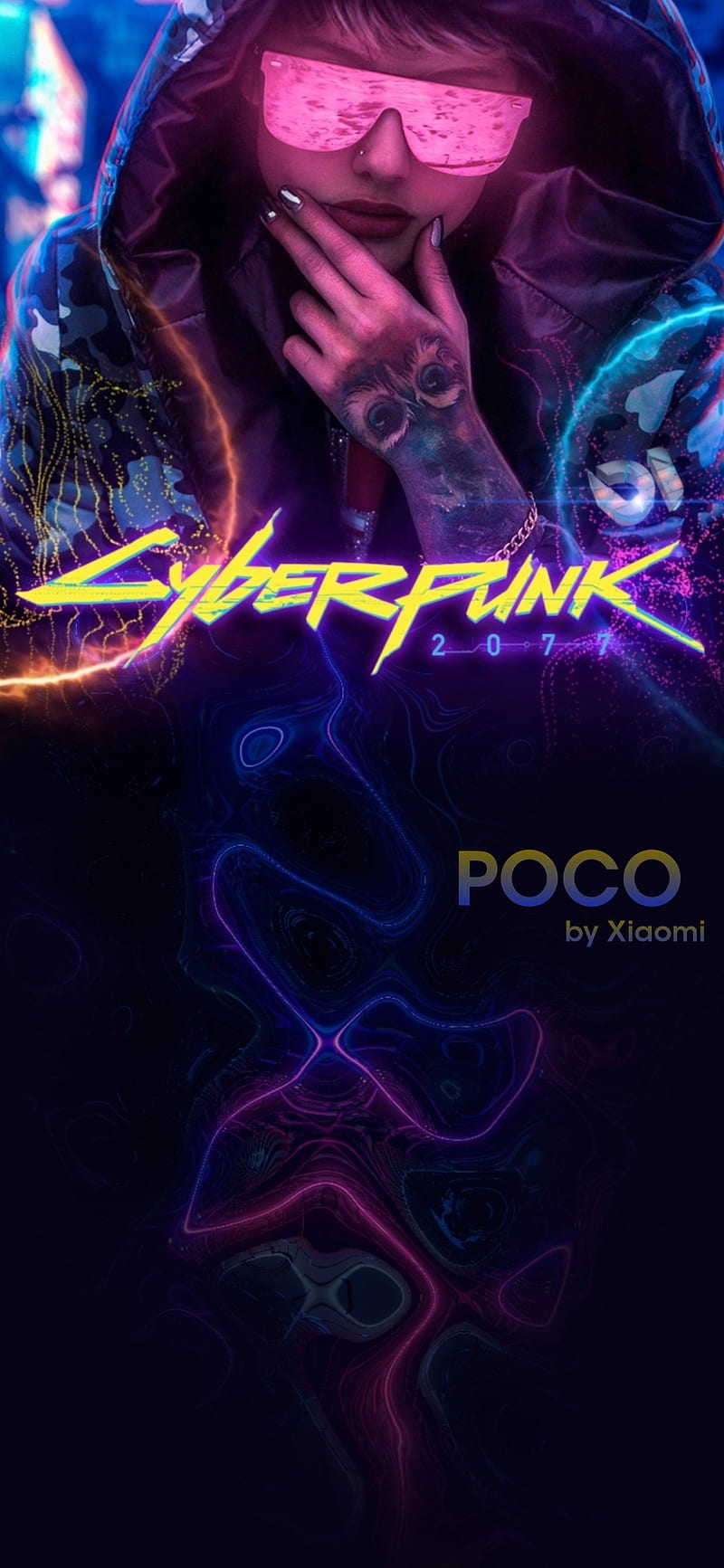 Poco , xiaomi, cyber, game, pc, cyberpunk, black, 2077, HD phone wallpaper