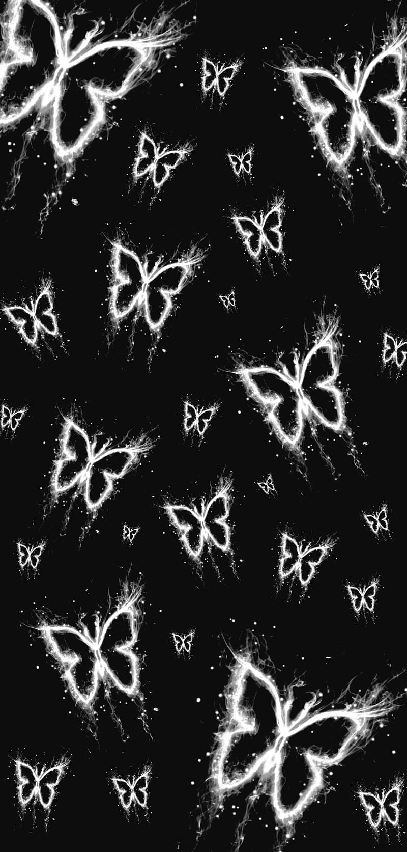 black, butterflies, butterfly, fire, ink, white, HD phone wallpaper