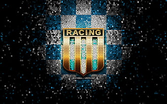 Download wallpapers Racing Club de Avellaneda, 4k, logo, geometric art,  Argentine football club, blue abstract background, Ar…