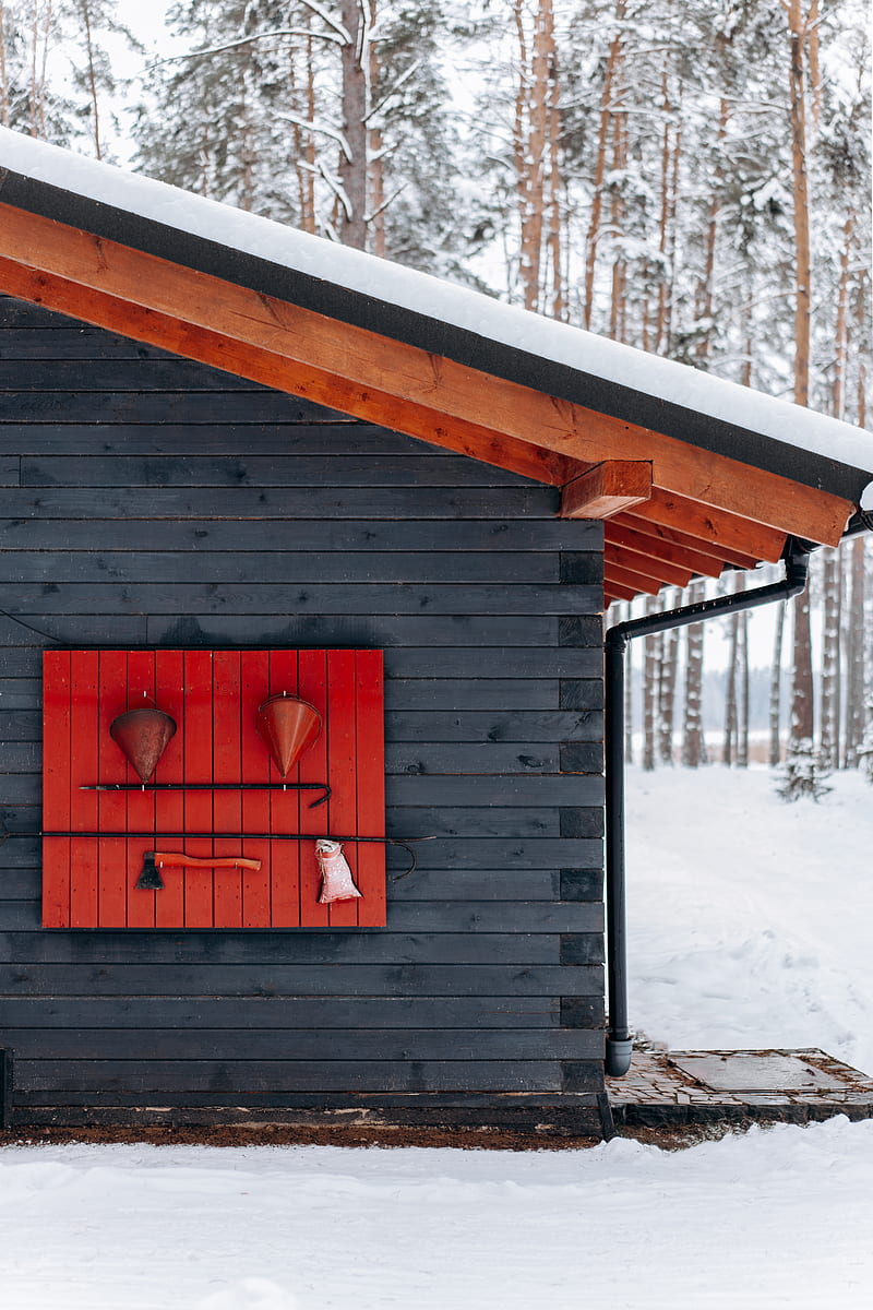 Brown Wooden Door on Snow Covered Ground, HD phone wallpaper