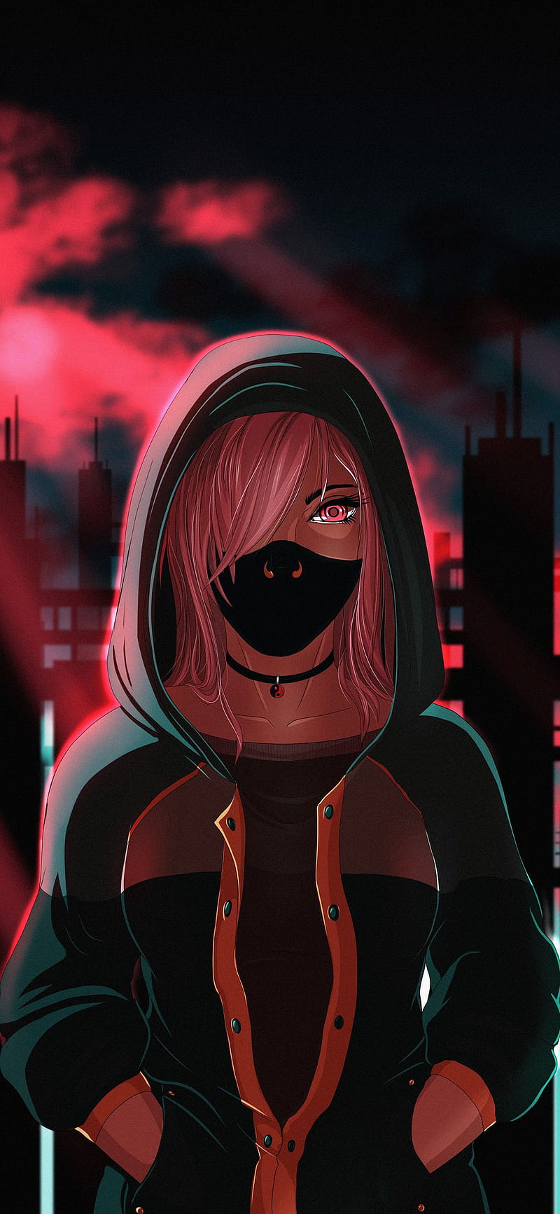 Red Eyes Anime Girl Hood Mask Red Hd Phone Wallpaper Peakpx 