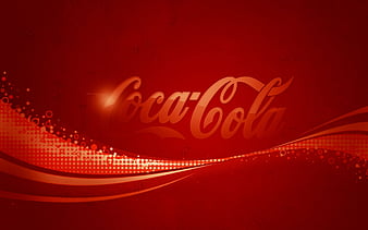 coca-cola, emblem, red background, HD wallpaper