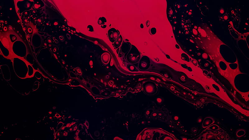 Red Black Stains Paint Blots Spots Abstract, HD wallpaper