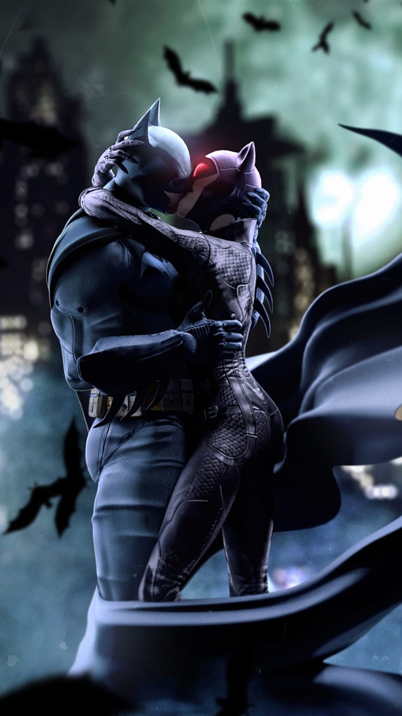 Batman catwoman beso, dc, Fondo de pantalla de teléfono HD | Peakpx