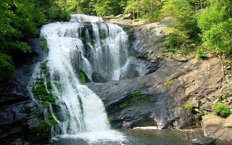 Bald River Falls, Tennessee, USA, Waterfalls, Rocks, River, HD wallpaper