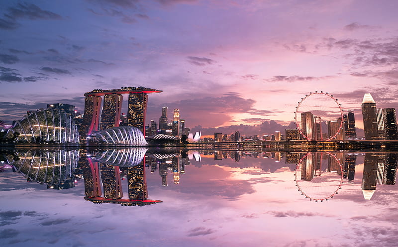Beautiful Singapore Reflection Ultra, City, bonito, Asia, Urban, Reflection, Skyline, Singapore, HD wallpaper