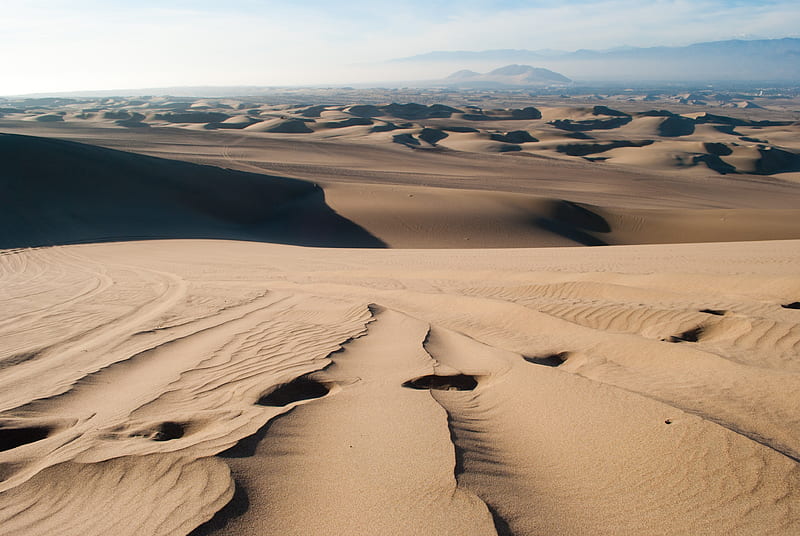 desert, sand, traces, distance, HD wallpaper