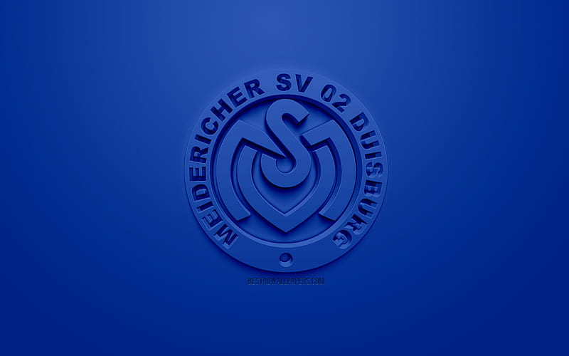 background, wallpaper club, MSV creative blue Duisburg, German 3d Peakpx football HD 3D logo, emblem, |