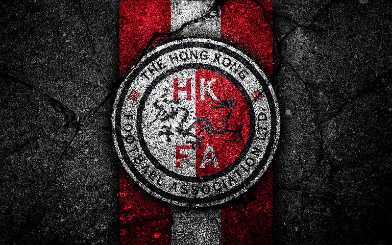 Hong Kong football team, logo, AFC, football, asphalt texture, soccer, Hong Kong, Asia, Asian national football teams, Hong Kong national football team, HD wallpaper