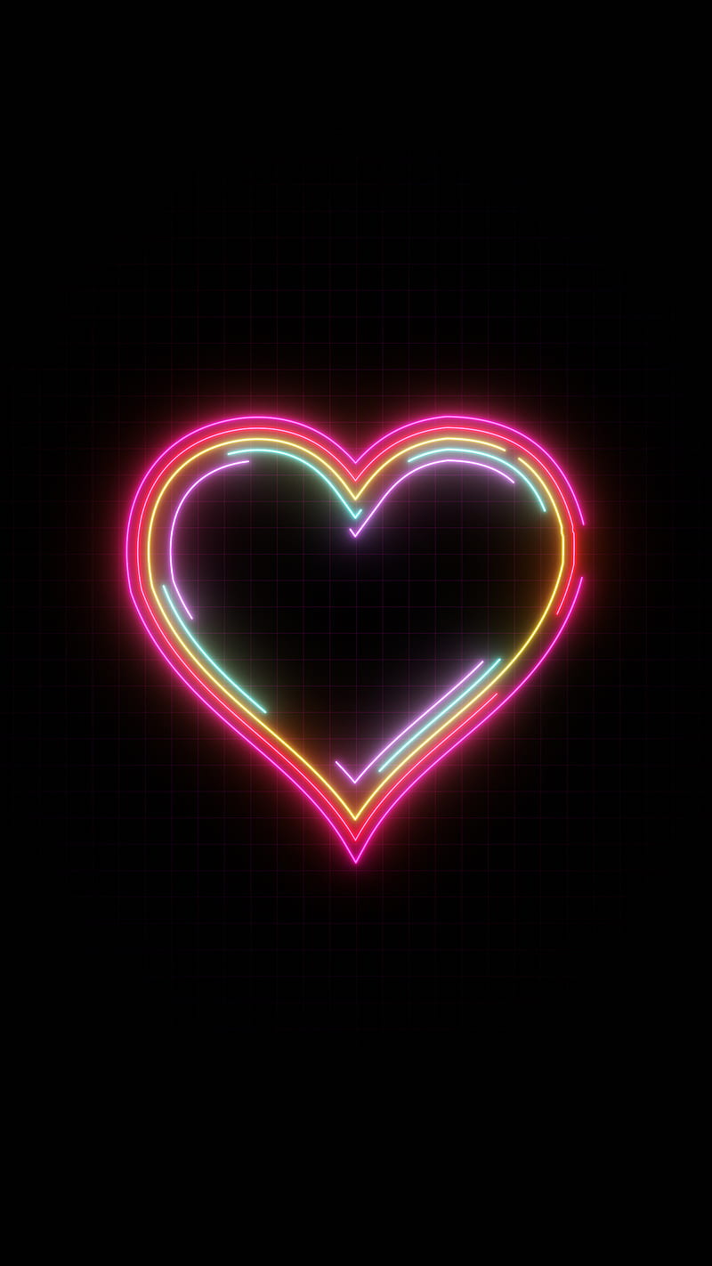 Neon Heart Vb Black Blue Emotion Grid Love Purple Red Valentine Hd Phone Wallpaper Peakpx