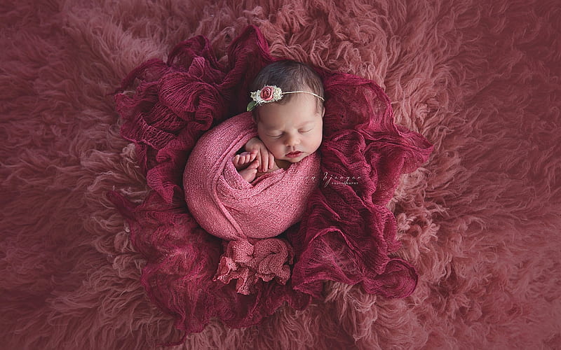 Cute baby girl, cute, sleep, girl, copil, child, pink, baby, HD wallpaper