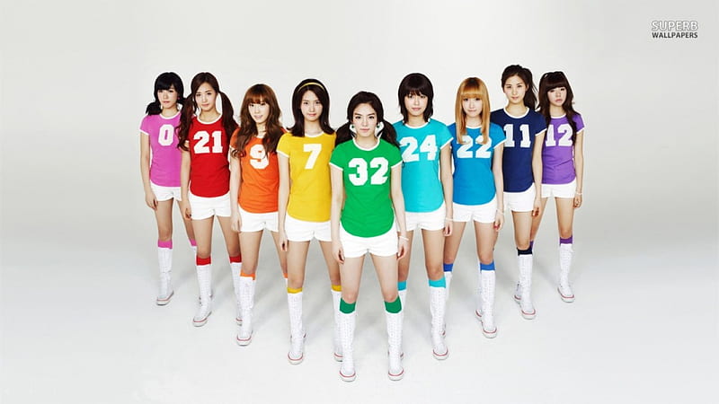 girls generation, color, tshirt, models, pose, HD wallpaper