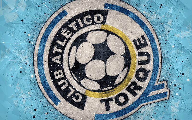 CA Torque logo, geometric art, Uruguayan football club, blue background, Uruguayan Primera Division, Montevideo, Uruguay, football, creative art, HD wallpaper