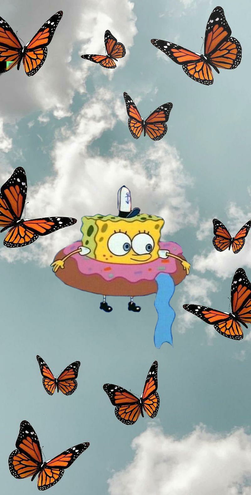 SpongeBob Fish, aesthetic, cute, meme, pink beret, smile