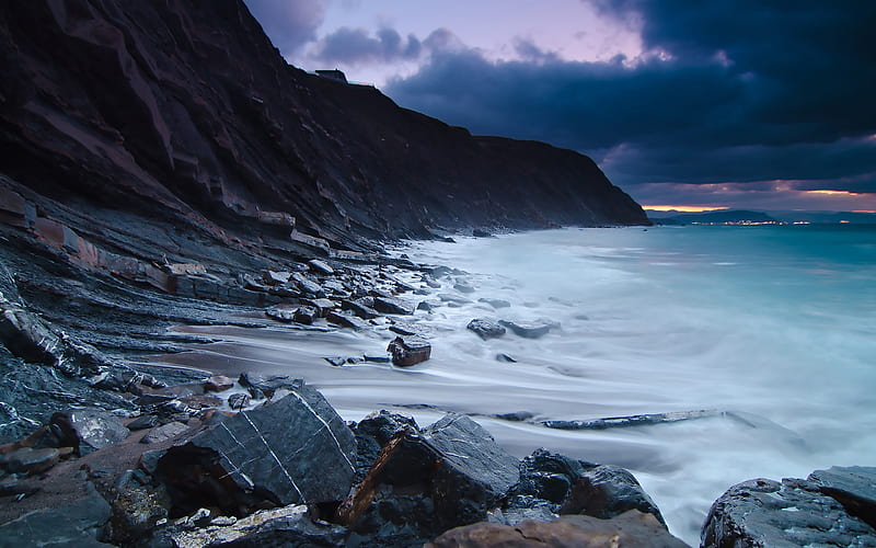 Cliff Steep Beach Rock-LOMO, HD wallpaper