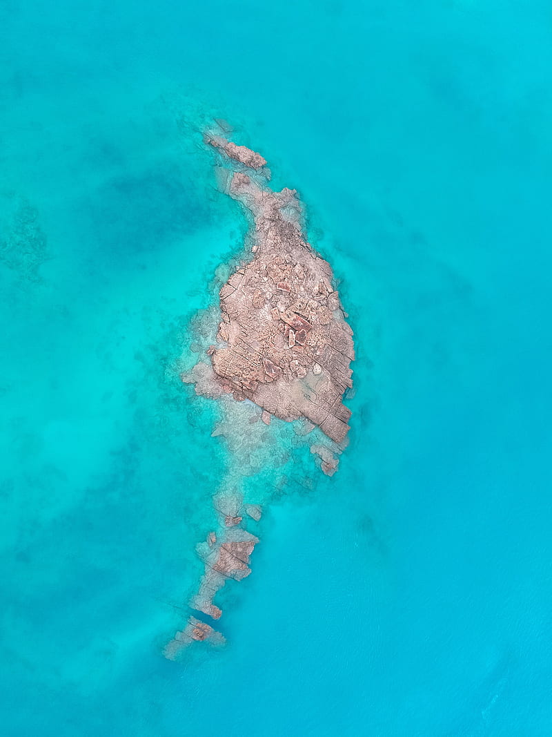 Rock island, australia, broome, drone, drone shot, earth, ocean, water, water color, HD phone wallpaper