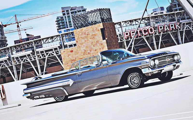 Chevrolet Impala, retro cars, 1960 cars, american cars, gray cabriolets, 1960 Chevrolet Impala, Chevrolet, HD wallpaper