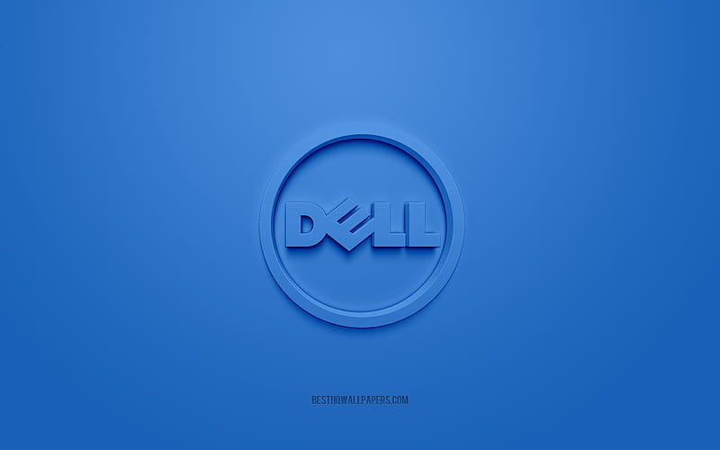 Dell round logo, blue background, Dell 3d logo, 3d art, Dell, brands logo, Dell logo, blue 3d Dell logo, HD wallpaper
