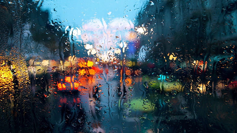 raining, blurry window, bokeh, lights, mood, Others, HD wallpaper
