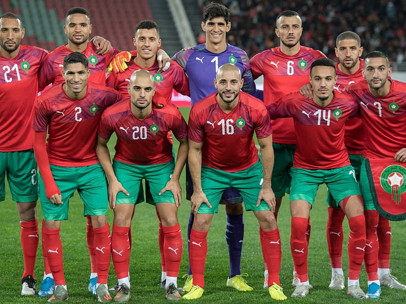 Morocco National Football Team With Blue Player, HD wallpaper