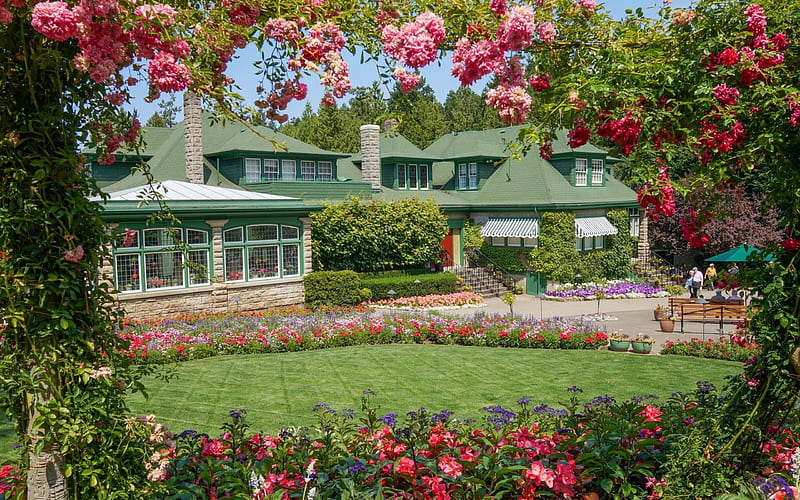 *** Amazing garden in Canada ***, garden, flowers, bonito, house, HD wallpaper