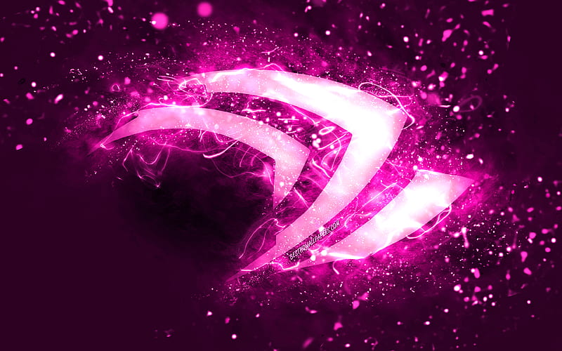 4k Descarga Gratis Logotipo De Nvidia Púrpura Luces De Neón Púrpura