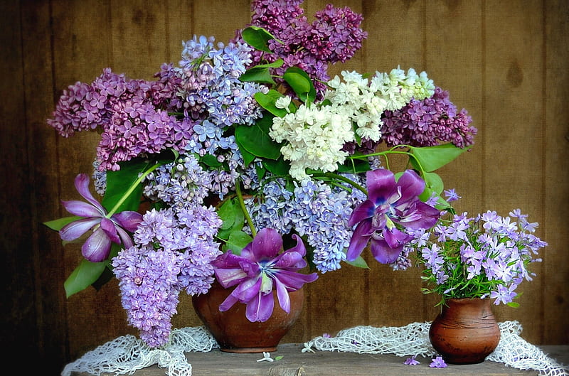 Still life, lilac, pretty, lovely, vase, spring, bonito, bouquet ...