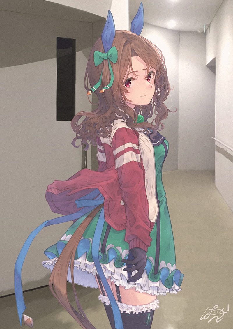 Uma Musume Pretty Derby, anime girls, animal ears, long hair, King Halo (Uma Musume), school uniform, fantasy girl, HD phone wallpaper